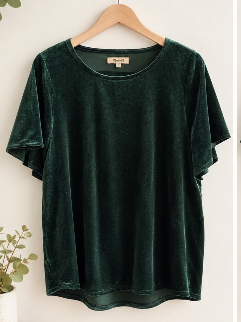 Madewell Forest Green Velvet Short Sleeve Tee